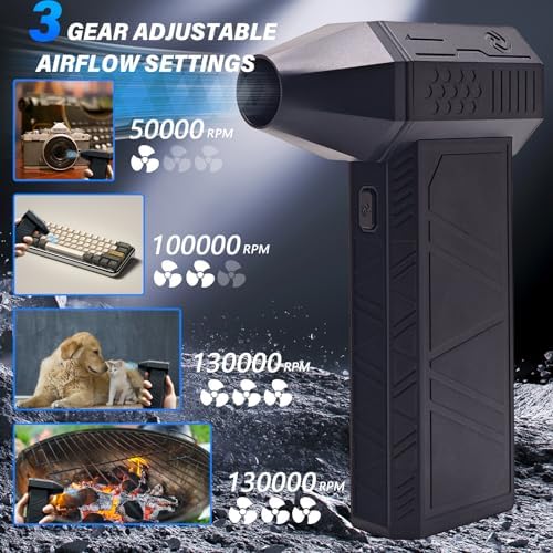 Violent Mini air Blower Portable 3nd Generation X3 Air Duster 130,000 RPM Brushless Motor 52m/s Industrial Duct Fan for Electronics Cleaning, Outdoor, Camp - Image 2