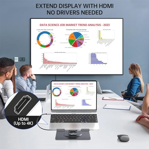 Laptop Docking Station for MacBook Pro/Air/Dell/HP/Surface HC 11-in-1 USB C Hub 360°Rotatable Laptop Stand with USB Hub 4K HDMI USB 3.0 PD100W 3.5mm Audio Jack RJ 45 TF/SD Reader Universal Laptop Dock - Image 3