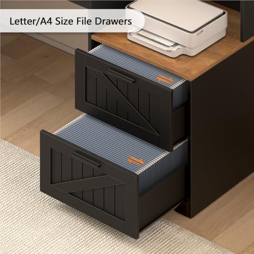 65" Farmhouse Computer Desk with Drawers and Printer Stand for Home Office - Image 5