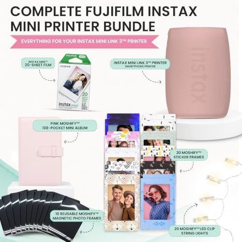 Fujifilm Instax Mini Link 3 Printer Rose Pink Bundled Film & Display Kit - Image 2