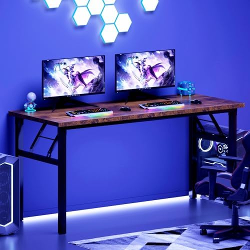 Need Office Computer Desk 54.3 Inch Sturdy Folding Laptop Table Retro - Image 2