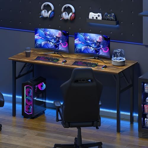 Need Office Computer Desk 60 Inch Sturdy Folding Laptop Table Retro - Image 5