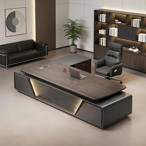 L Shaped Executive Desk with Drawers & Storage, Modern Wood Executive Office Desk Computer Table for Home Office Furniture Setup, Management Workstation for Workplace or Office(B-Right, L2.2M/86IN) by Unknown