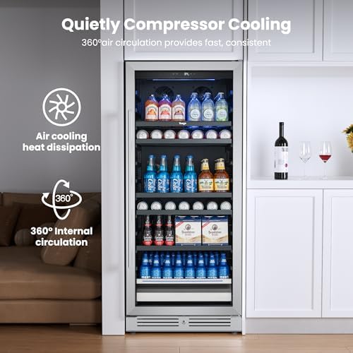 Yeego 24 Inch Beverage Refrigerator, 238 Can Beer Cooler with Glass Door - Image 3