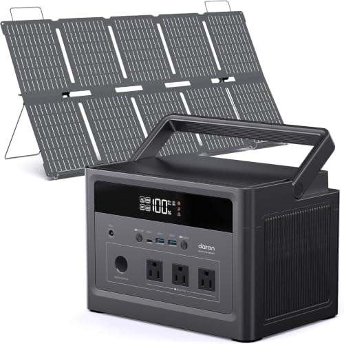 Solar Generator with Panels Included, Portable Power Station 1200W Peak by DaranEner
