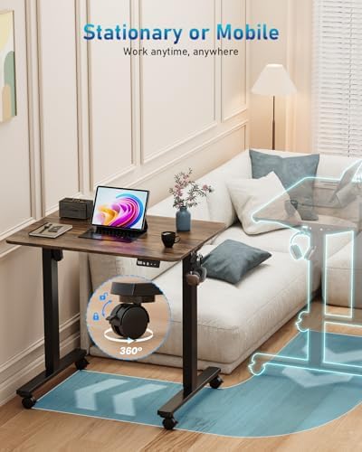 32" Small Rolling Electric Standing Desk Adjustable Height for Home Office - Image 4