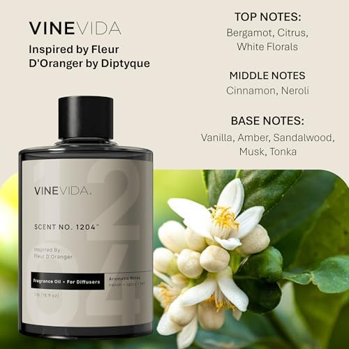 VINEVIDA [16 Fl Oz] Scent NO. 1204 Fragrance Oil for Cold Air Diffusers, Aromatic Notes of Bergamot, Citrus & White Florals Essential Oils for Diffuser Oil Refill & Air Freshener Room Spray - Image 2