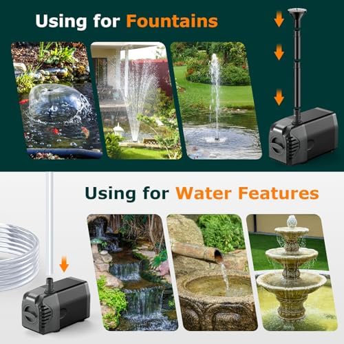 POPOSOAP Solar Fountain Pump, 20W Solar Powered Water Pump with 6.6FT Water Pipe, 320GPH Solar Pond Pump for Pond, Fish Tank, Yard and Wildlife Garden - Image 5