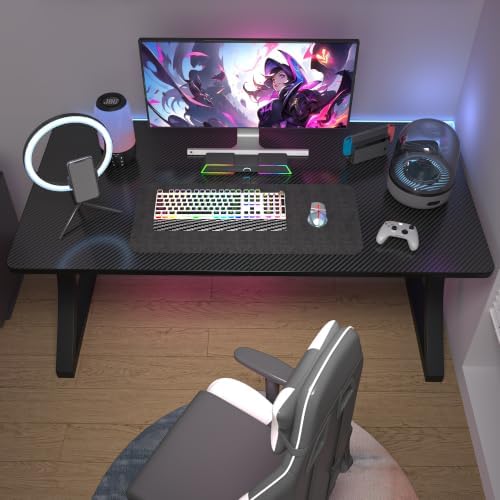 Wood Computer Desk Table for Office Gaming Pc (Carbon Fiber - Black, 55") - Image 2