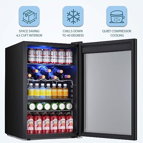 Antarctic Star Beverage Refrigerator -150 Can Mini Fridge for Soda Beer or wine,Small Drink Dispenser, For Office or Bar with Adjustable Removable Shelves，4.5 Cu. Ft. (Black) - Image 2