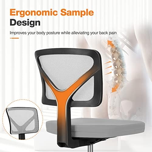 Sweetcrispy Small Armless Desk Chair, Mesh Rolling Office Chairs - Image 4
