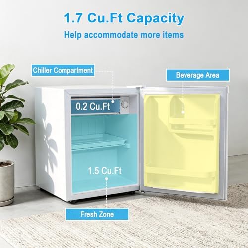 COSTWAY 1.7 Cu.Ft Mini Fridge with Compartment for Dorm Office Bedroom - Image 4