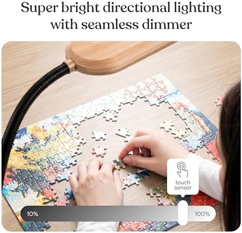 Brightech Litespan Slim LED Floor Lamp - Modern Reading Light Over Chair for Living Rooms & Offices, Tall With Adjustable Gooseneck, Crafts Work Light, Dimmable Standing for Bedroom - Wood - Image 4