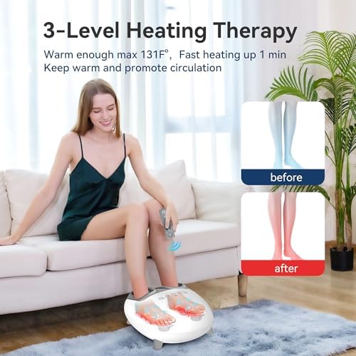 COMFIER Shiatsu Foot Massager with Heat, Kneading and Vibration Heated Foot Feet Massager for Neuropathy Plantar Fasciitis - Image 4