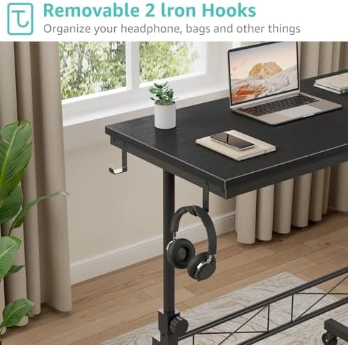WINAZ Small Portable Rolling Standing Desk - 32 Inch Adjustable Height Mobile Teacher Podium on Wheels for Classroom, Stand Up Desks for Treadmill Walking Pad, Couch Sofa Side Laptop Table, Black - Image 7