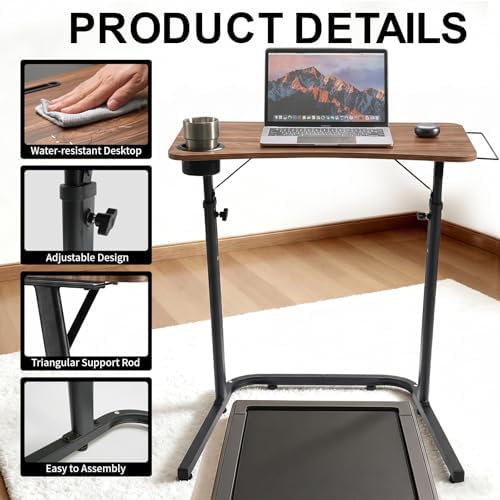 Stepwaver Treadmill Desk, Small Standing Desk for Walking Pad, 30-47 Inch Adjustable Height Walking Pad Stand for Treadmill, Portable Standing Table for Bike - Brown - Image 5