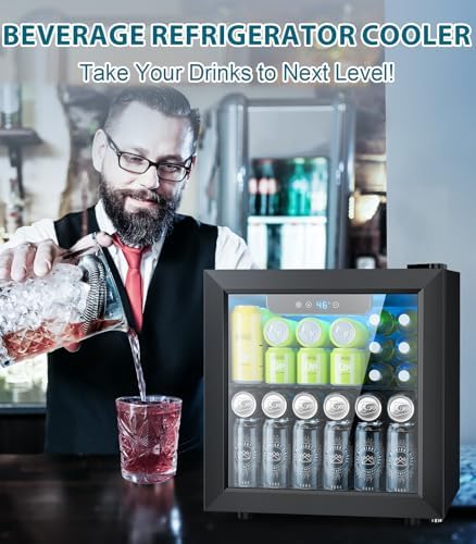 Electactic 50 Cans Beverage Refrigerator Cooler, 1.3 Cu.ft Mini Fridge Countertop Drink Cooler with Glass Door for Beer, Soda,Wine, Adjustable Digital Temperature Control for Home Dorm Bar, Black - Image 2