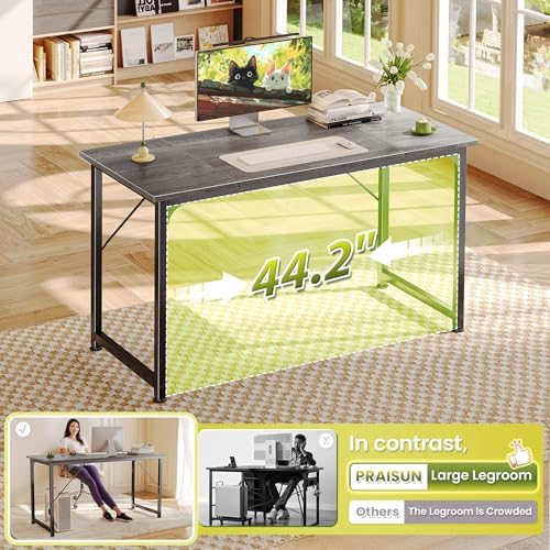 PRAISUN 47 Inch Computer Desk, Office Desk, Spacious Desktop, Grey - Image 5