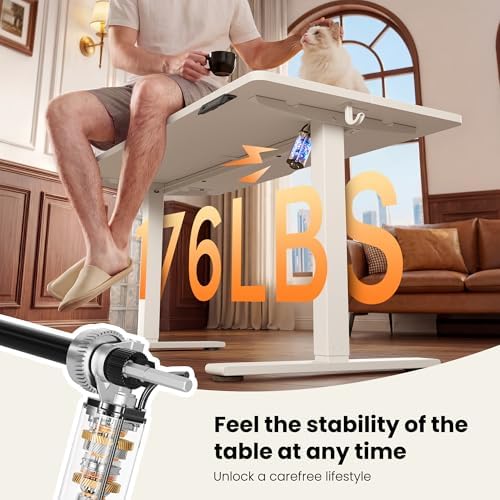 CubiCubi Electric Height Adjustable Standing Desk 55x24 Inch, White - Image 5