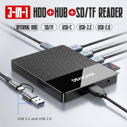 1TB External Hard Drive, USB C & USB 3.0 Multiport Hub+ SD/TF Card Reader 7-in-1 All in One, Docking Station, Multi-Function HDD for Windows, Mac, Android, iPhone 15/16/17, Laptop, Desktop - Image 3