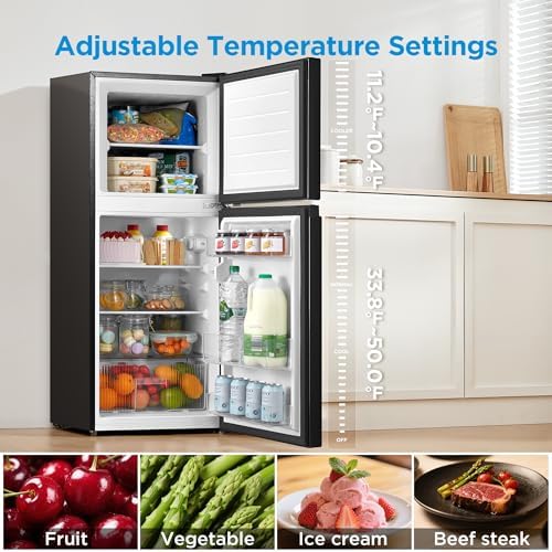 Midea MERM45S3ABB 4.5 Cu.ft Mini Fridge with Freezer,with Internal Light, Adjustable Thermostat, Reversible Door, Low Noise for Dorm, Office, Bedroom Black - Image 3