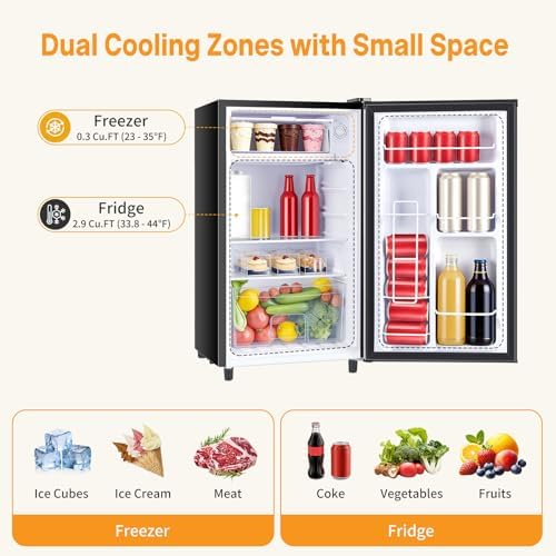 NEWBULIG Mini Fridge with Freezer 3.2 Cu.Ft Small Refrigerator - Image 4