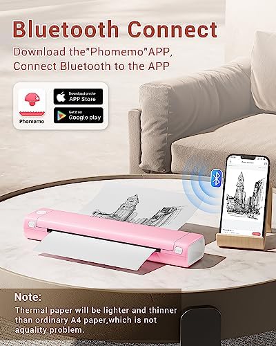 Phomemo Portable Printers Wireless for Travel, M08F Thermal Bluetooth Printer Support for 8.5"x11" US Letter, Small Inkless Printer Compatible with iOS, Android, Laptop for Car, Office, Home - Image 2