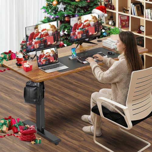 farexon 63x24 Inch Electric Standing Desk with Mouse Pad, Brown - Image 4