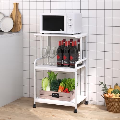 Arbuxzuy Printer Stand with Storage Shelf,3 Tier Printer Cart with Wheels,Mobile Printer Table for Home Office,Stands for Printer Heat Press Scanner Fax,Industrial Style (White) - Image 6
