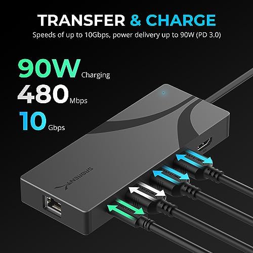 SABRENT USB-C 6-Port Hub & M.2 SSD Dock, 4K HDMI, 90W PD (HB-6PNV) - Image 3