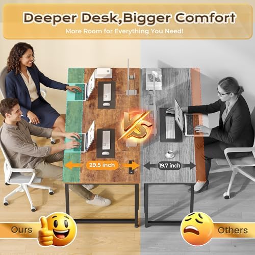 PRAISUN 63 X 30 Inch Extra Deep Desk with Power Outlets - Image 4