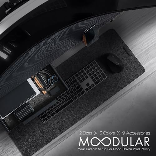 ULTRARM Moodular Wooden Monitor Stand Desk Organizer, Large 45.6" Black - Image 2