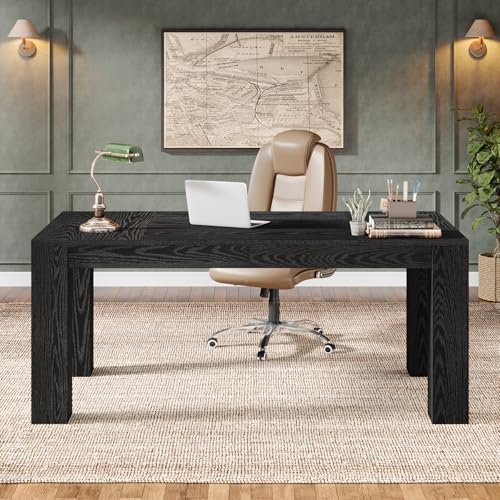 Tribesigns 63-Inch Executive Desk, Large Office Computer Desk, Simple Workstation Writing Table Study Table for Home Office, Black - Image 4