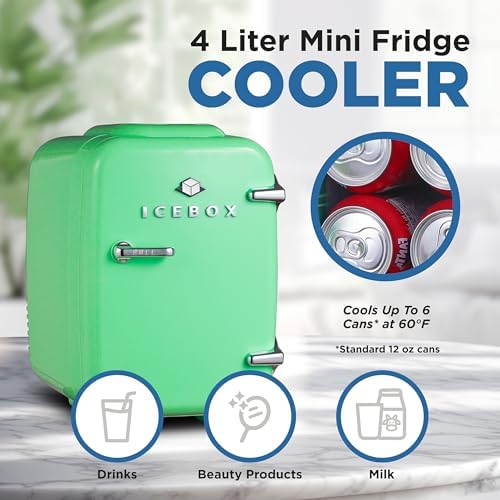 IceBox 4-Liter Mini Fridge Cooler/Warmer, IBMF4MNT, Mint Green - Image 2