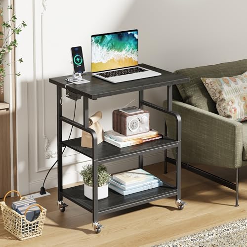 YAOHUOO 3 Tier Large Printer Stand with Power Outlet/Adjustable Shelf - Image 4