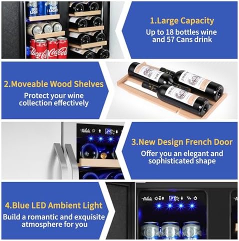 24 Inch Wine and Beverage Refrigerator, Dual Zone Wine Beverage Cooler, Built-in/Freestanding Beer and Wine Fridge with a Powerful Compressor, 20 Bottles and 88 Cans Capacity - Image 4