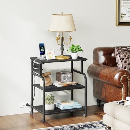 YAOHUOO 3 Tier Large Printer Stand with Power Outlet/Adjustable Shelf - Image 6