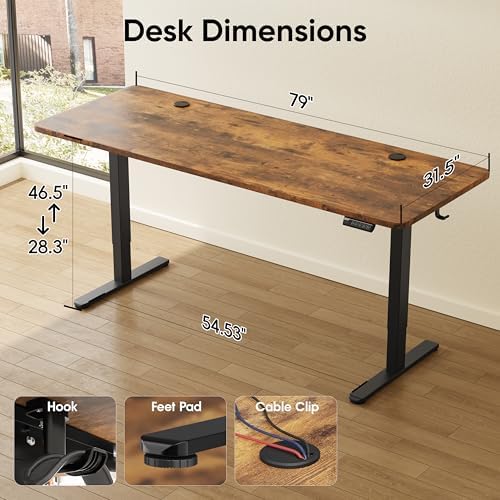Monomi 79" Large Electric Standing Desk,Height Adjustable for Two-Person - Image 2