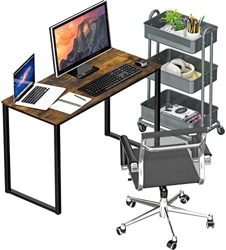 SHW Mission 32-Inch Home Office Computer Desk, Rustic Brown - Image 5