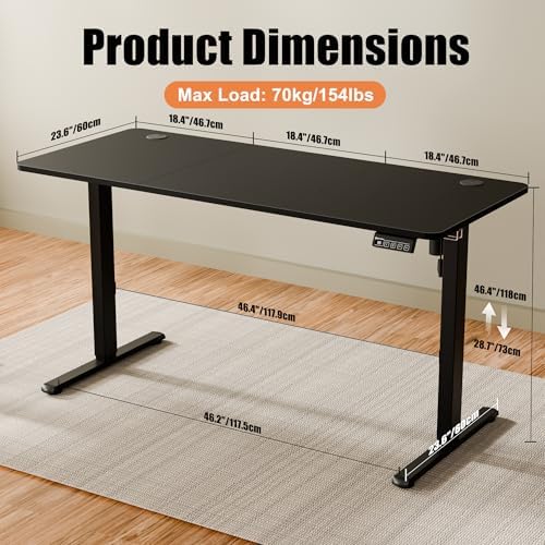 55"x24" Standing Desk, Height Adjustable Sit-Stand Home Office, Black - Image 3