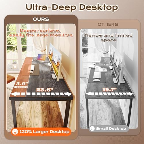 Huuger 63 x 24 inch Desk with Power Outlets & 0.95 Inch Thicker Desktop - Image 7