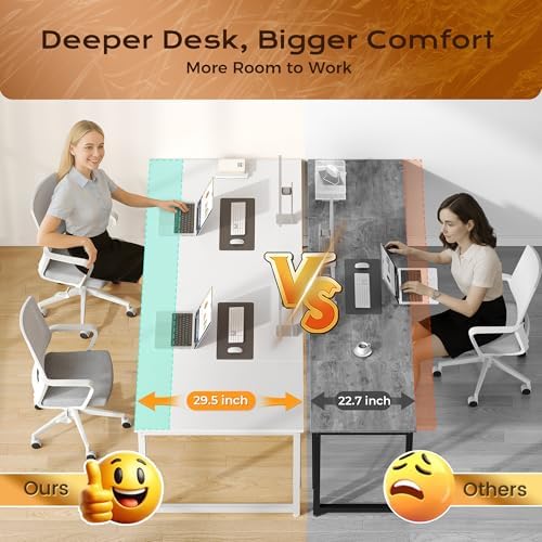 PRAISUN 63 X 29.5 Inch Computer Desk with Deeper Desktop - Image 5