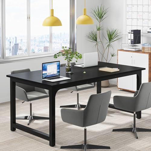 Tribesigns Modern Computer Desk, 63 x 31.5 inch Large Office Desk Computer Table Study Writing Desk Workstation for Home Office, Black - Image 4