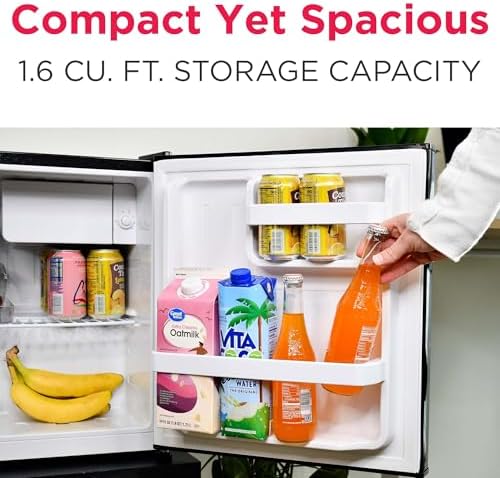 FRIGIDAIRE Black Retro Mini Refrigerator-Energy Saving-Adjustable Thermostat Control-Side Mounted Bottle Opener-Ideal for Dorm, Office, RV, Garage, Apartment 1.6 Cubic Feet - Image 3
