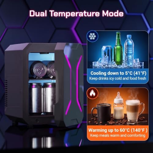 ELECWISH 4L/6 Can Mini Fridge with Gaming Lights, Fast Cooler and Warmer - Image 3