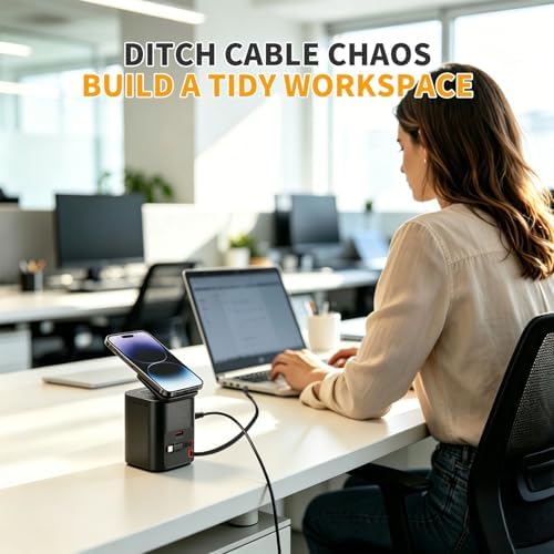 100W Multi-Function Desktop Charging Station, Wireless Charger with Dual 75cm Retractable USB-C Cables, USB-A QC3.0, Fast Charging for Laptops, Phones, Earbuds（I161C） - Image 6