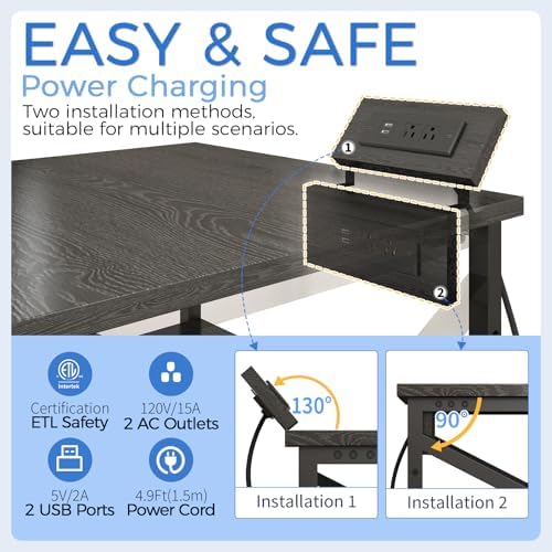 METYERRY 24"x23.6" Large Printer Stand with Power Outlet, 3 Tier Cart - Image 4