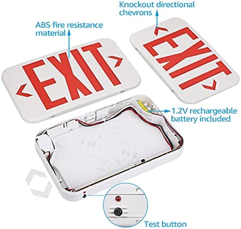 TORCHSTAR 4-Pack Red Letter LED Exit Sign with Battery Backup, White - Image 5