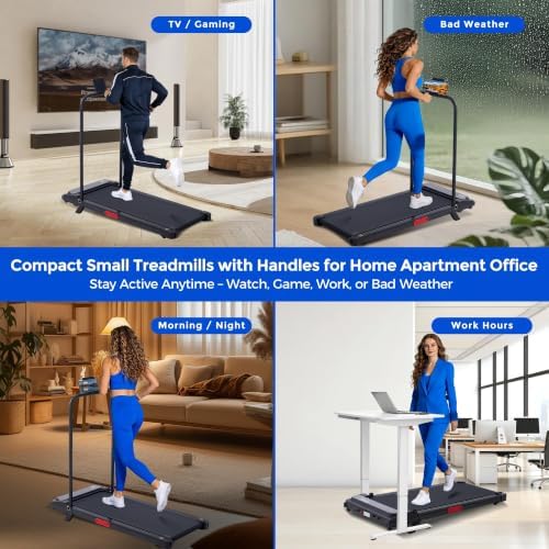 Compact Walking Pad Treadmill with Handle Bar and Incline for Home, 2026 Upgrade Portable Walking Treadmill with Handles, 3.0HP Walking Pad for Exercising, 0.6-7.6MPH, 350LBS - Image 4