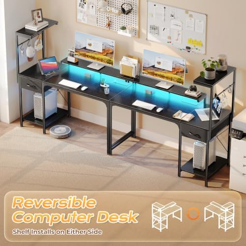 PRAISUN 47.2 Inch Gaming Desk with LED Lights & Power Outlets - Image 4
